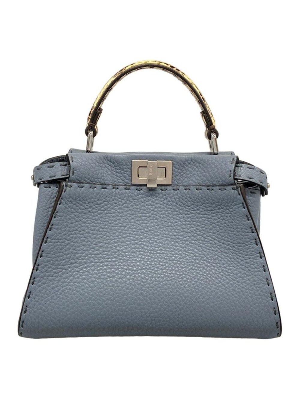 Fendi Handbageria Selleria Peekaboo Iconic Small Gray Beige Dark Brown Leather